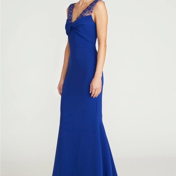 Theia Sapphire Blue Maxi Dress with Lace Details - Picture 1 of 2